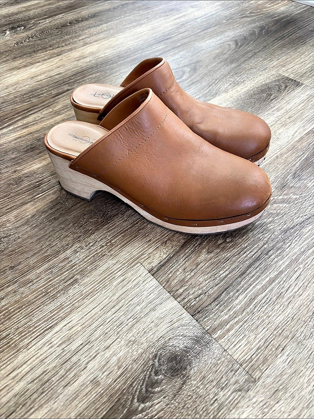 LOFT  Brown Leather Clog Mules Like New
